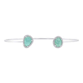0.14ct Diamond & 1.70ct Amazonite 14k White Gold Bangle